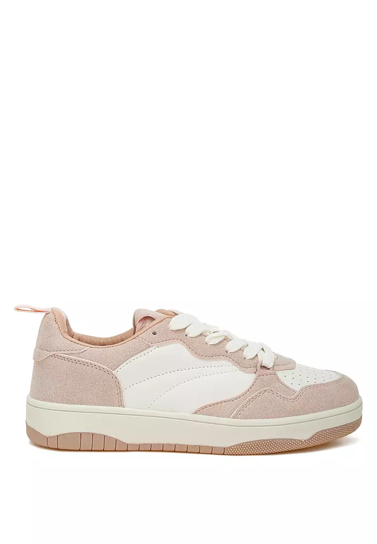 Discount on London Rag  shoes - SKU: Faux Leather Casual Sneakers in White and Pink