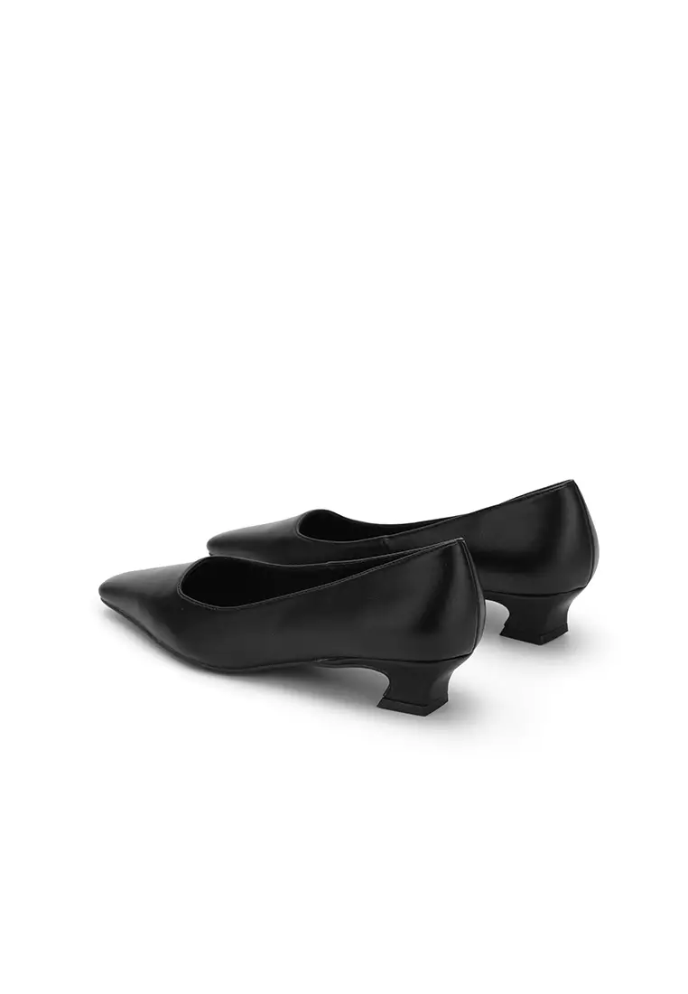 SQUARE TOE SCULPTURE HEEL PUMP 素面方頭底跟鞋