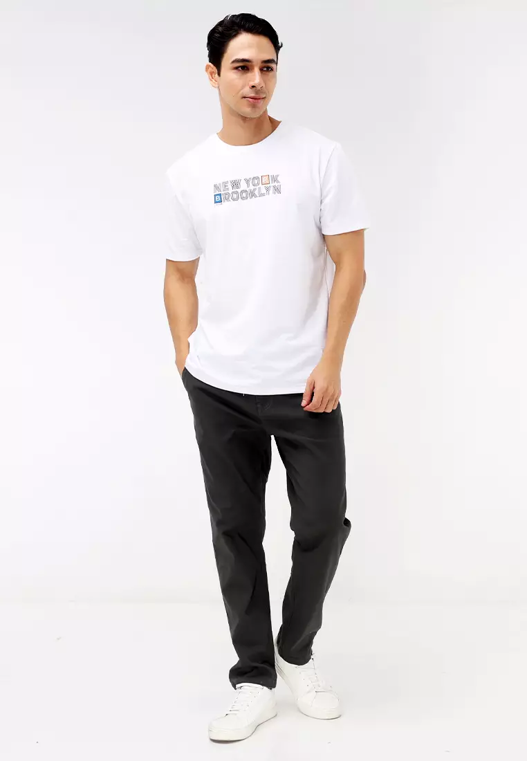 Round Neck Crazyline Short Sleeves T-Shirt