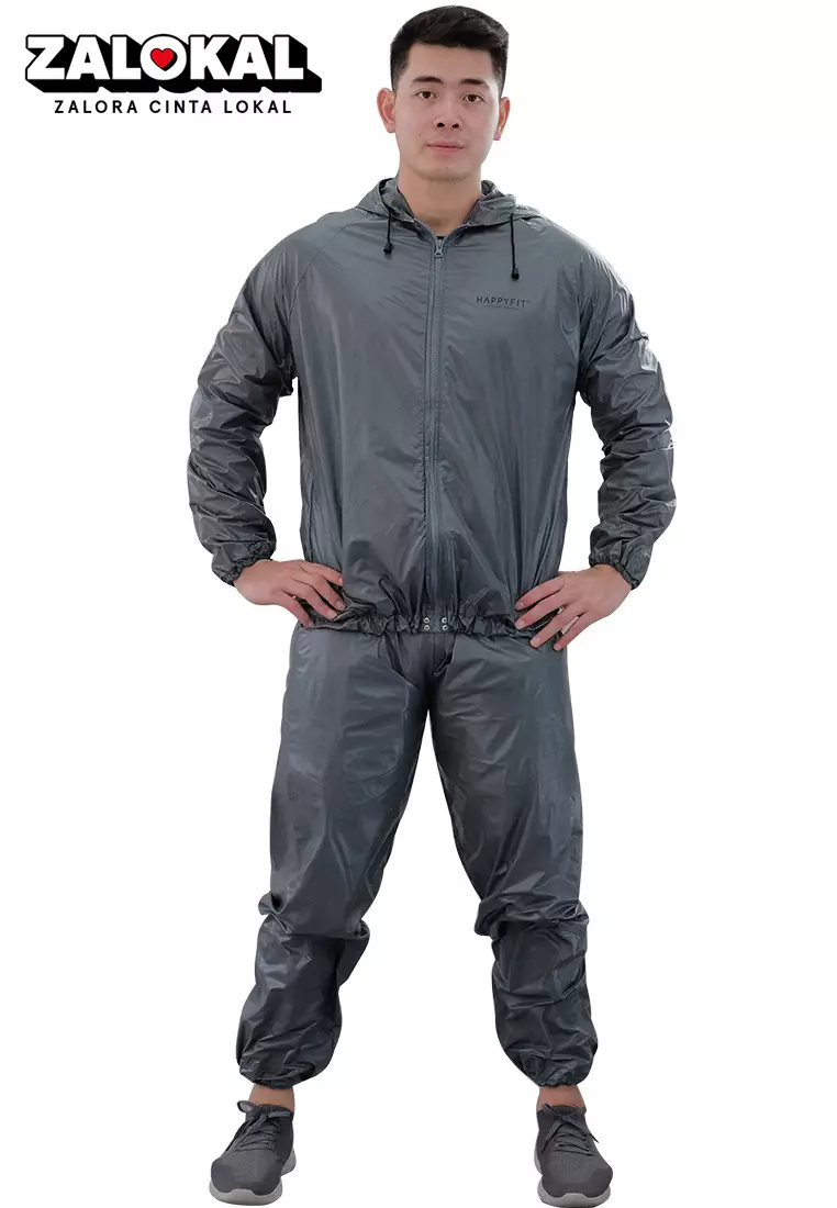 HAPPYFIT SAUNA SUIT WITH ZIPPERHOOD GREY