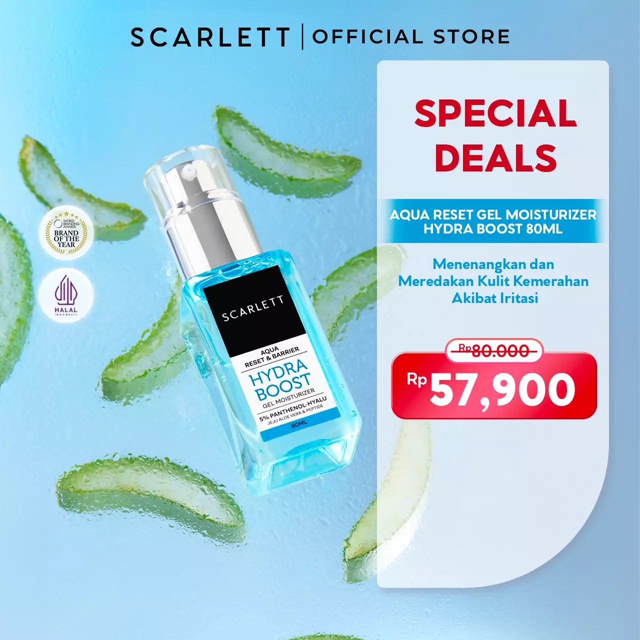 Scarlett Whitening Aqua Reset & Barrier Hydra Boost Gel Moisturizer 5% Panthenol-Hyalu