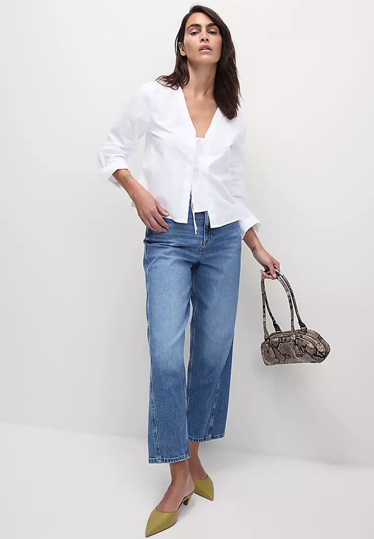 Pure Cotton Tie Front Blouse