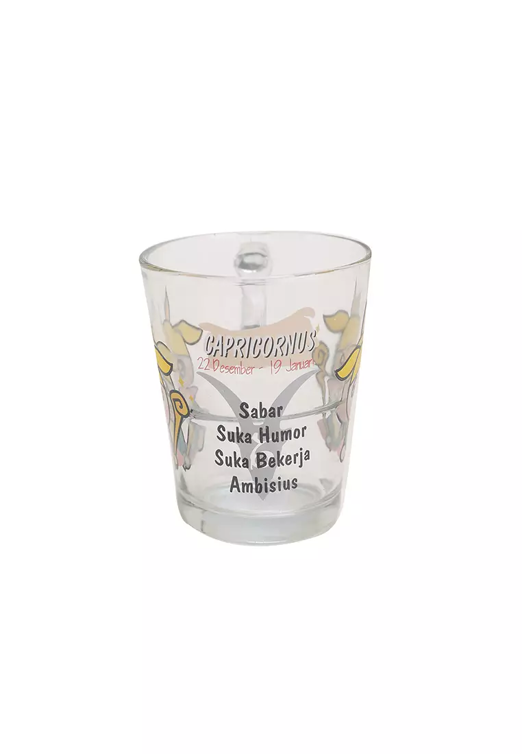 Briliant 1pc Glass Mug S12 Zodiak Sign Style Capricorn