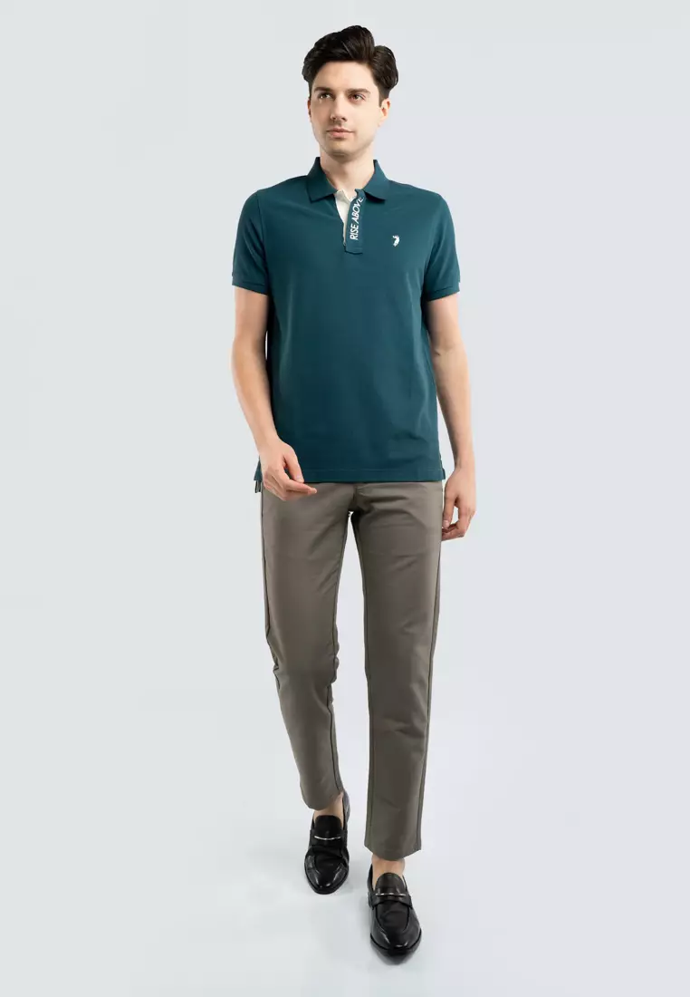 Polo Haus - Men’s Cotton Mix Regular Fit Flat Front Cotton Pant