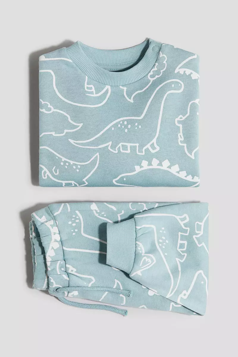 2-piece printed brushed-inside sweatshirt set