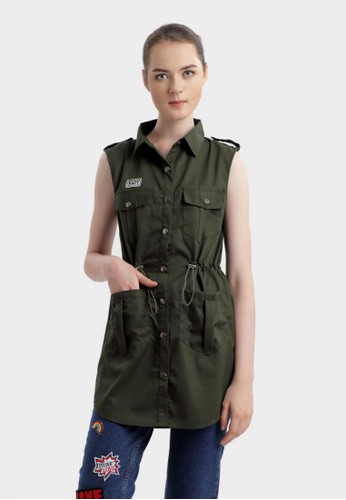 MKY Versa Collared Patch Vest in Green