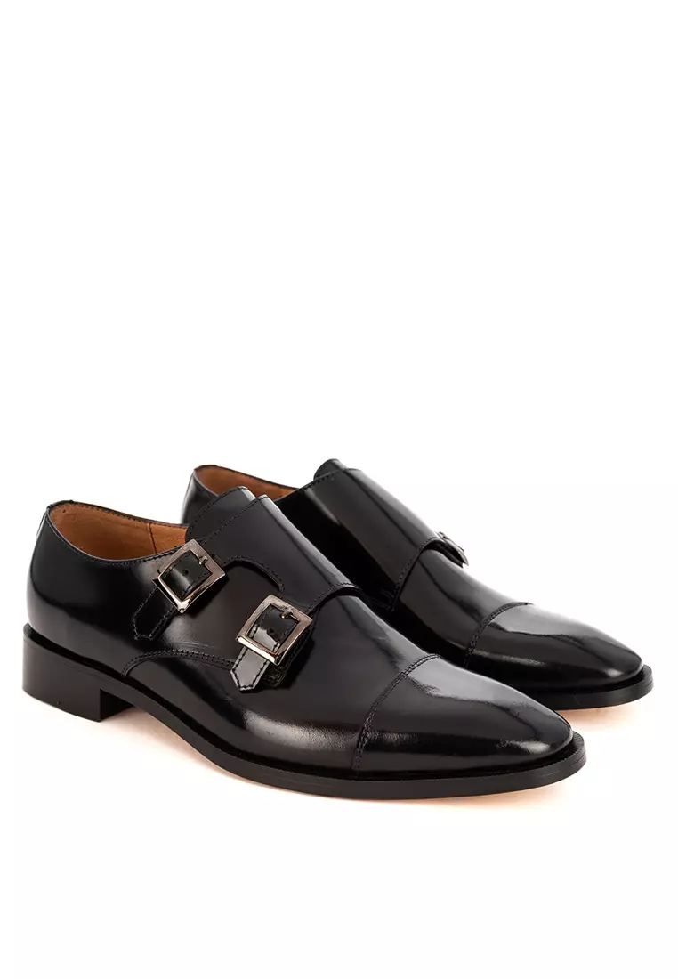 MacGee Black Double Monk Strap Shoes