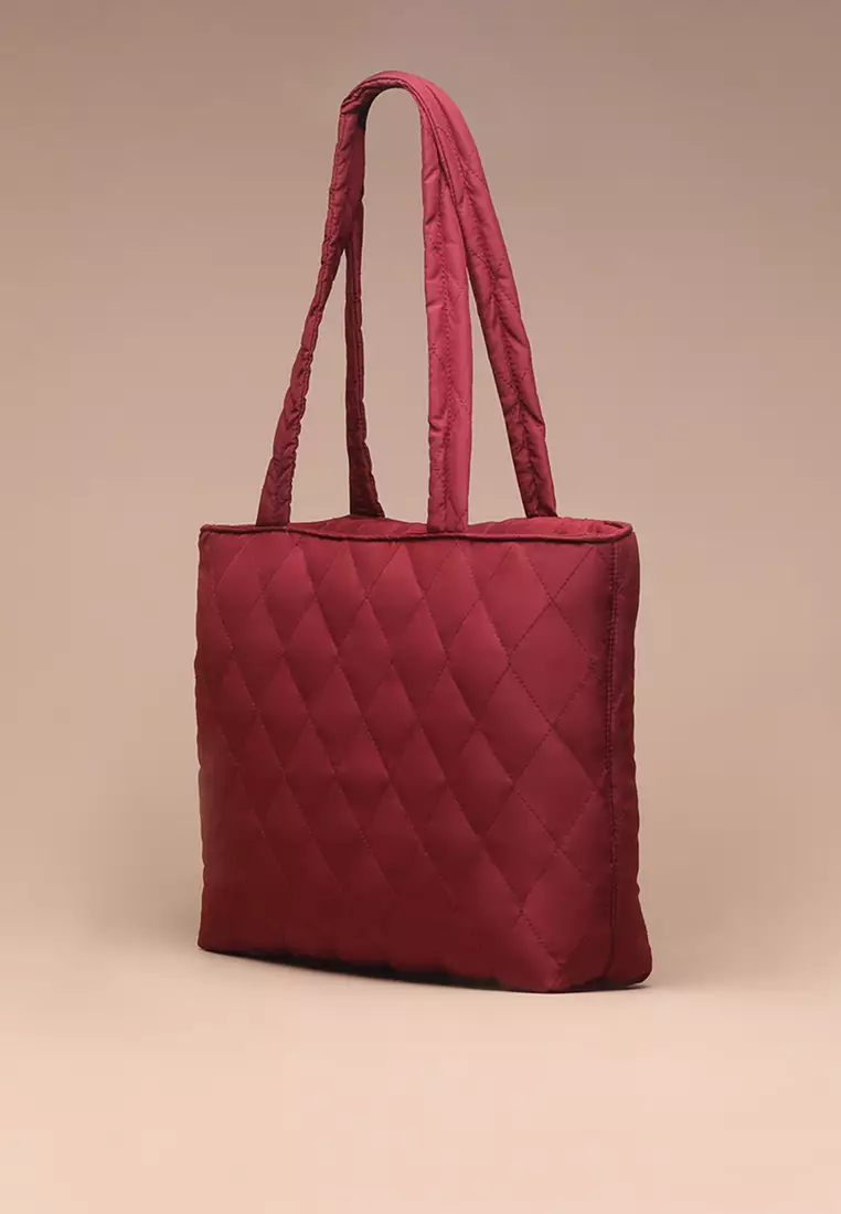 Tas Tote Wanita Silvertote Mia Pillow Maroon