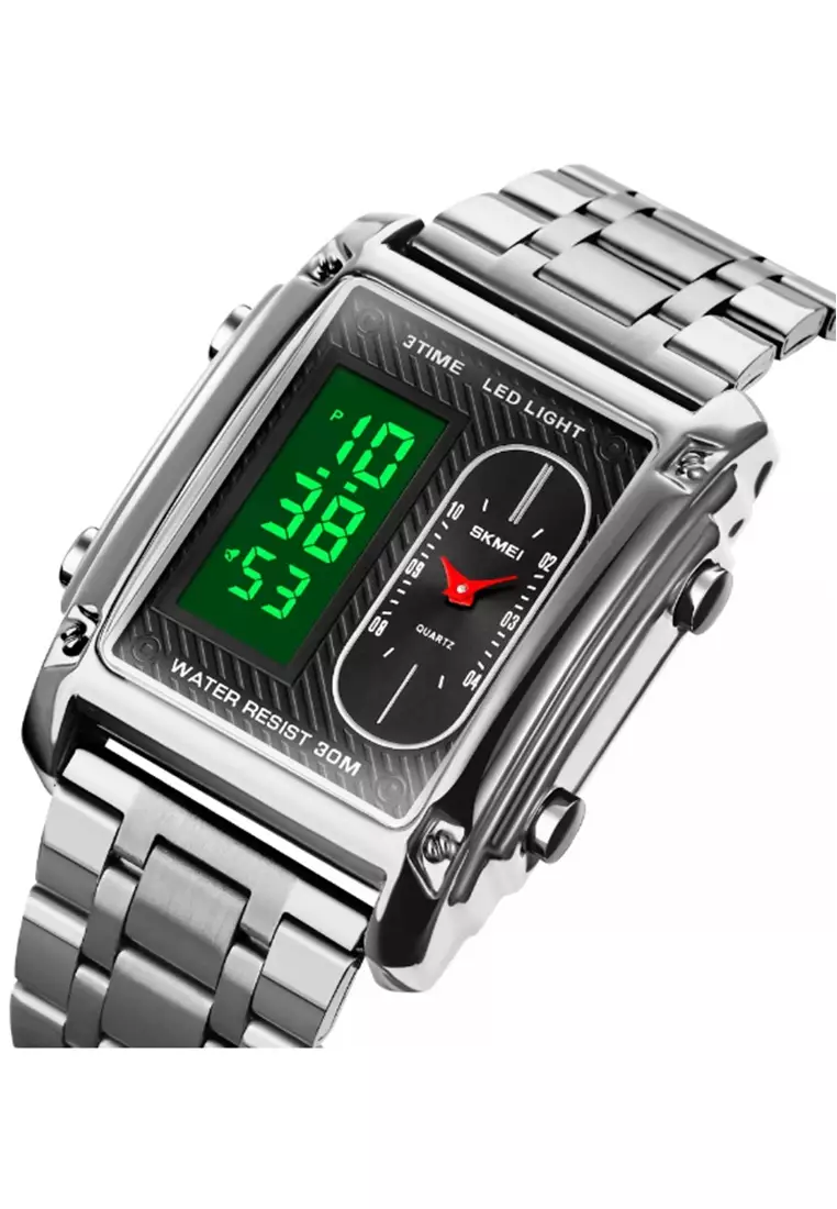 Jam Tangan Digital Pria Waterproof Many Function Strap Tali Material Stainless Steel GN53 ORIGINAL