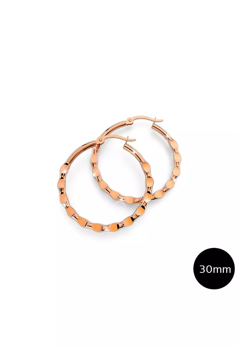 Fem Hammered Hoop Earrings 30mm-Rose Gold