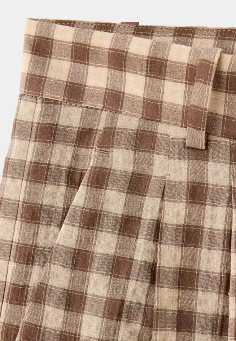 Straight-Leg Gingham Trousers