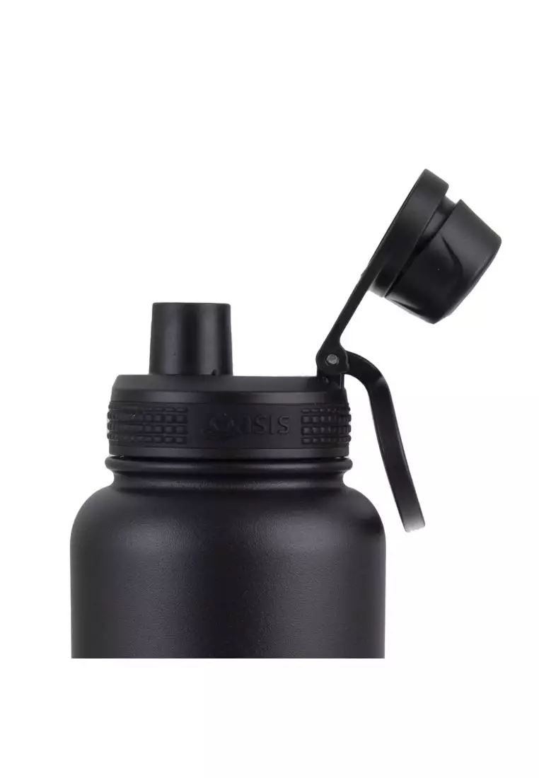 Oasis Stainless Steel Insulated Sports Water Bottle with Screw Cap 1.1L - Black