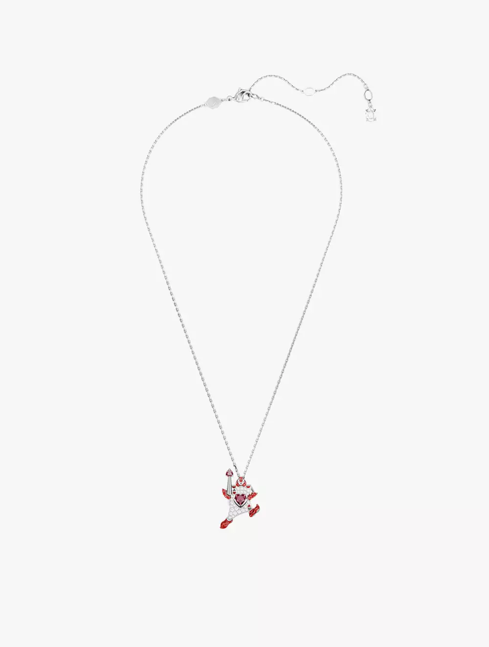 Alice In Wonderland Pendant, Playing Card, Red, Rhodium Plated - Red