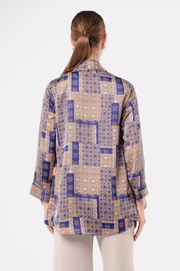 MINIMAL - Malika - Cardigan Motif Tenun Bunga - Navy Warna Navy