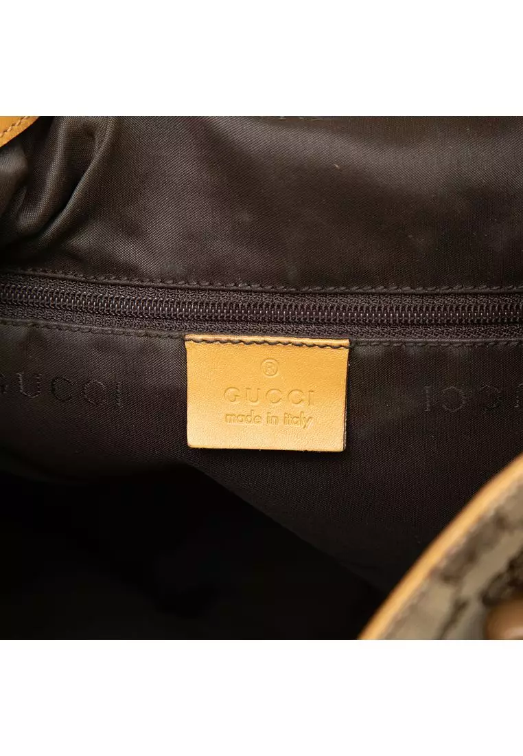 Pre-Loved Gucci Gg Canvas Bamboo Web Satchel