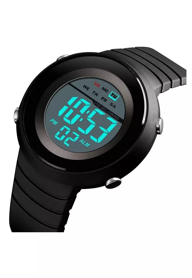 Jam Tangan Casual Digital Pria Waterproof Strap Tali Material PU DD34 ORIGINAL