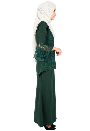 Buy Baju Kurung Molly Set In Emerald from MyTrend in Green only 139