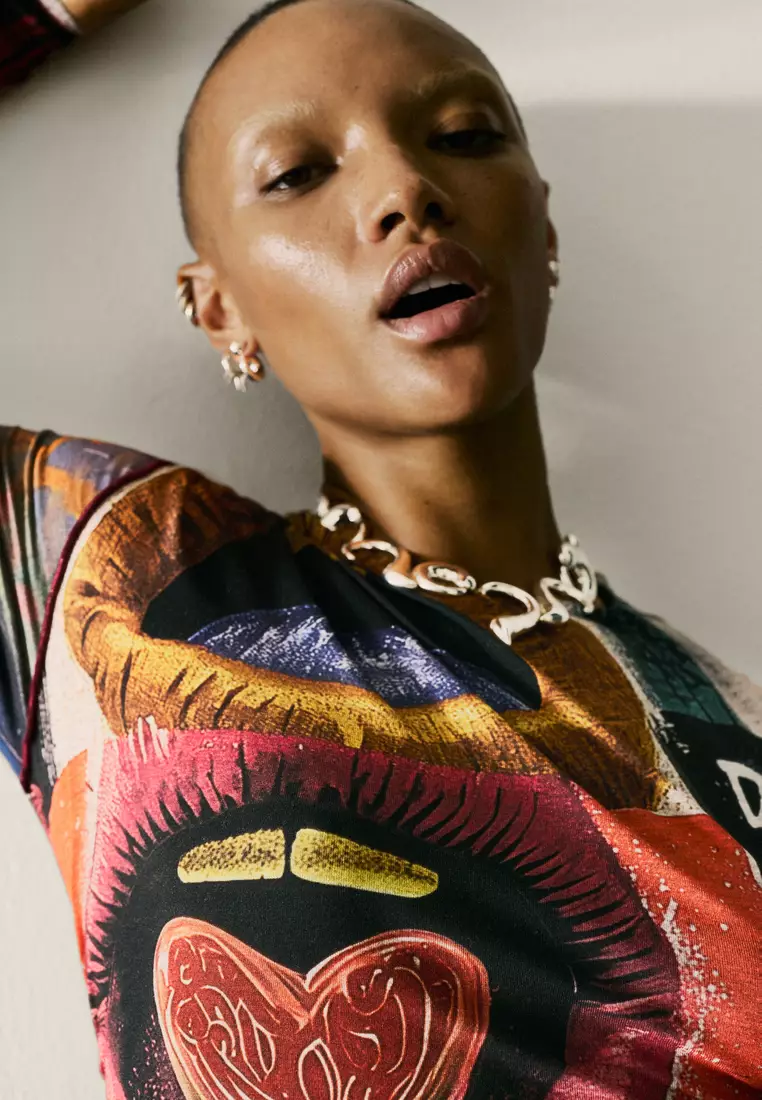 PRINTED DRESS WITH LIPS