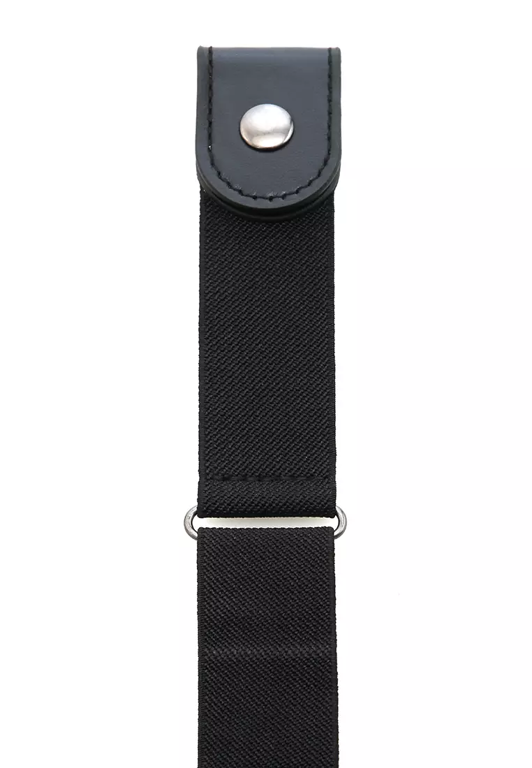 Hasina Aksesoris Fashion Ikat Pinggang Wanita Karet Klip Belt Material Canvas ORIGINAL - Black