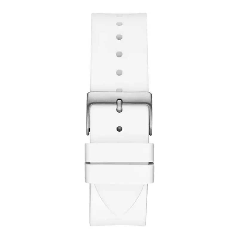 Jam Tangan Pria Guess Reputation GW0780G1 White Dial White Silicone Strap