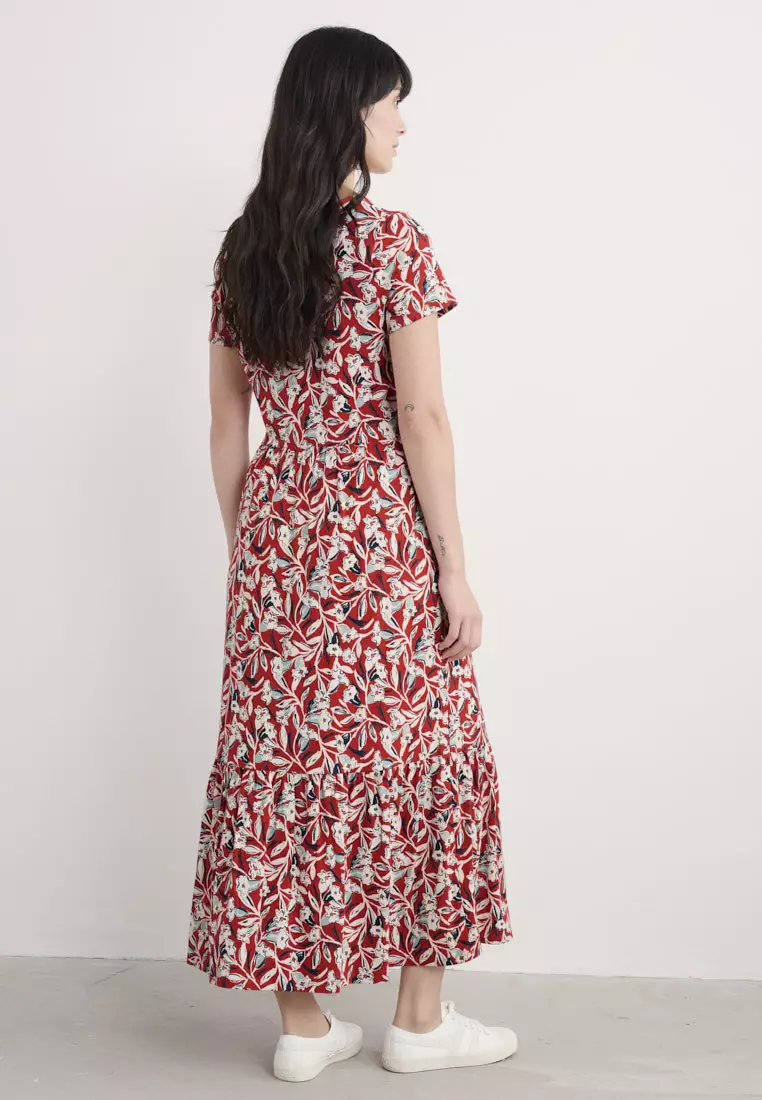 Seasalt Cornwall Red S/S Tor View Dress with Scoop Neck