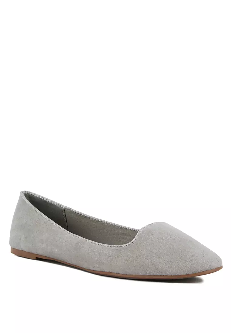 Grey Microfiber Casual Ballerinas
