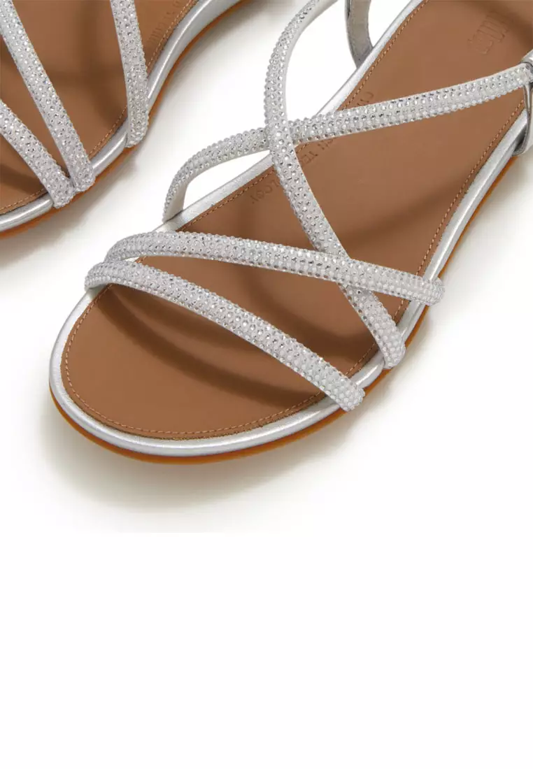 GRACIE Women's Crystal Strappy Back-Strap Sandals  - Silver (A3Z-011)