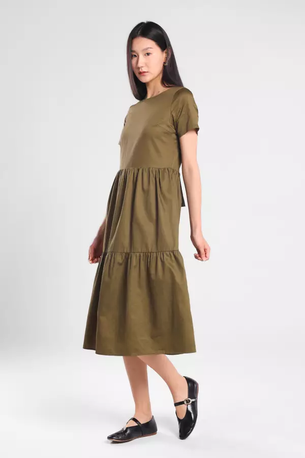 Minimal - Marizza - Dress A Line - Olive Warna Olive