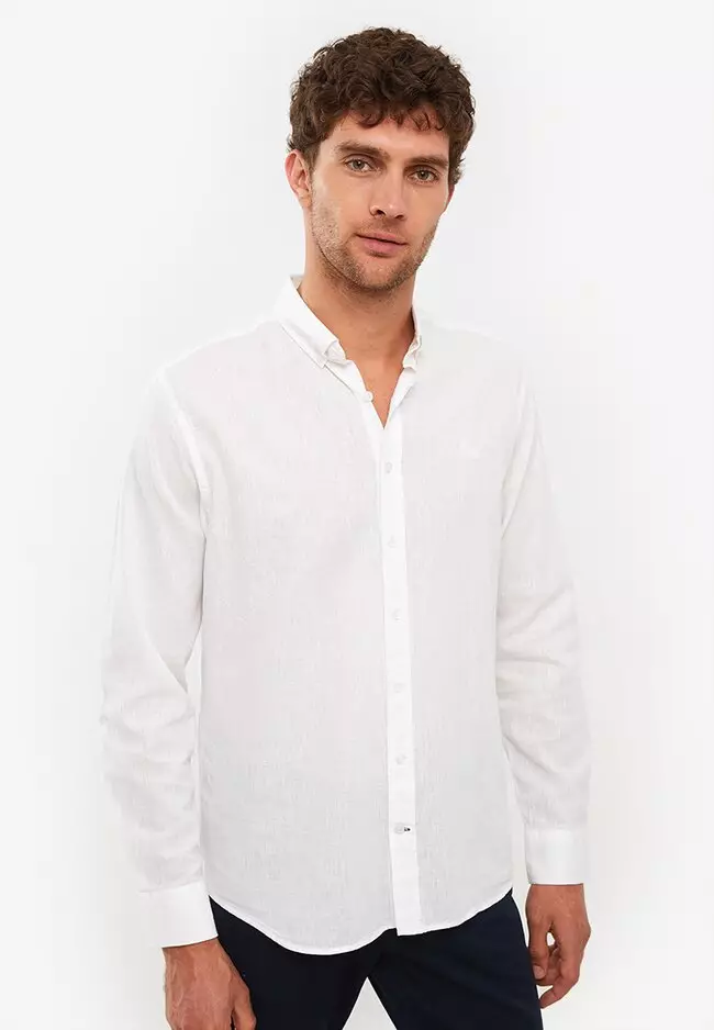 Men's classic fit linen shirt clearance