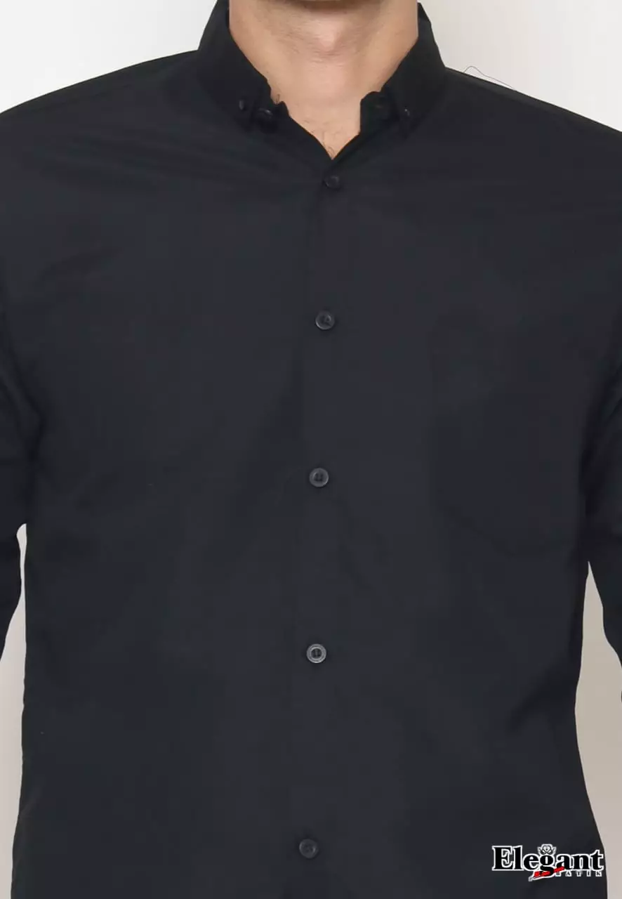 Kemeja Polos Hitam Premium Slimfit Elegant