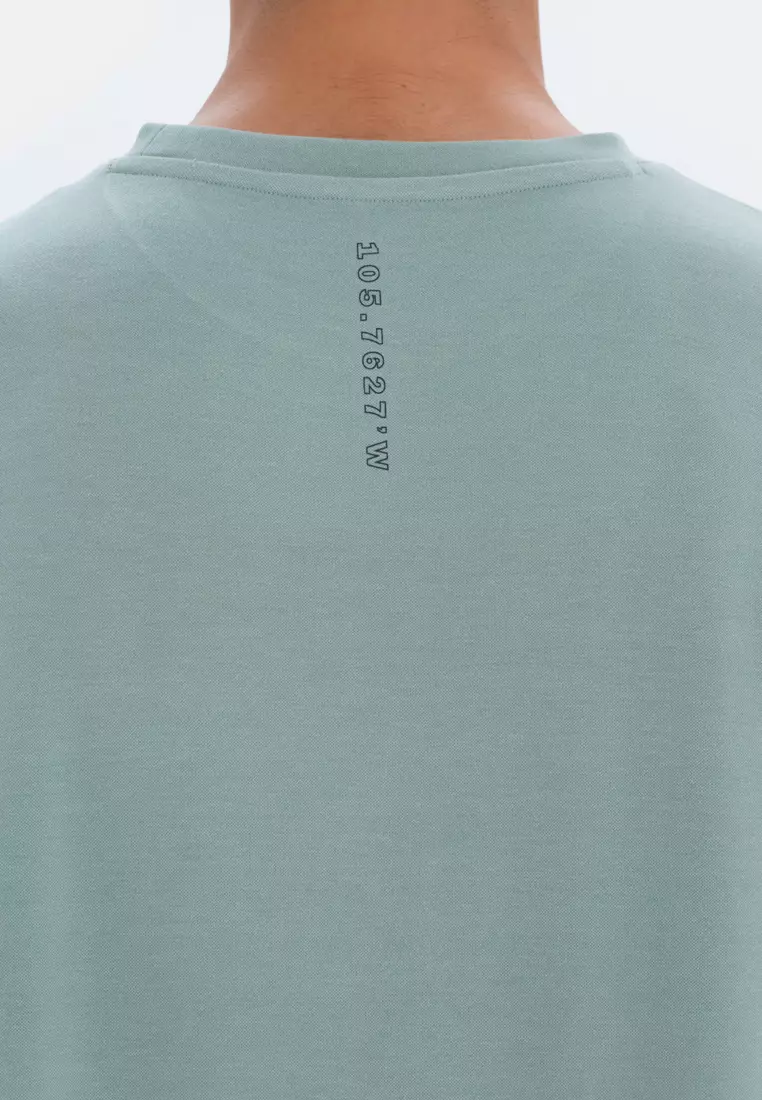 Mint Green T-Shirt, View Printed, Crew Neck, Regular Fit, Short Sleeve Activewear for Men