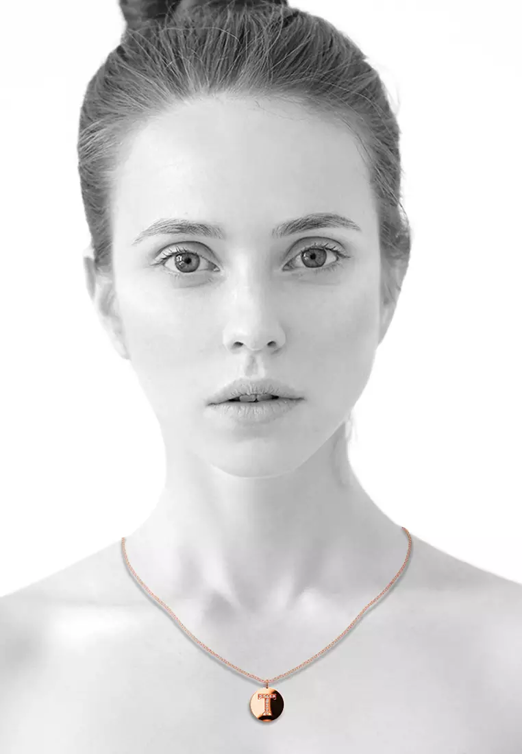 Solid 925 Sterling Silver Initial Alphabet Personalised Disc Necklace- T