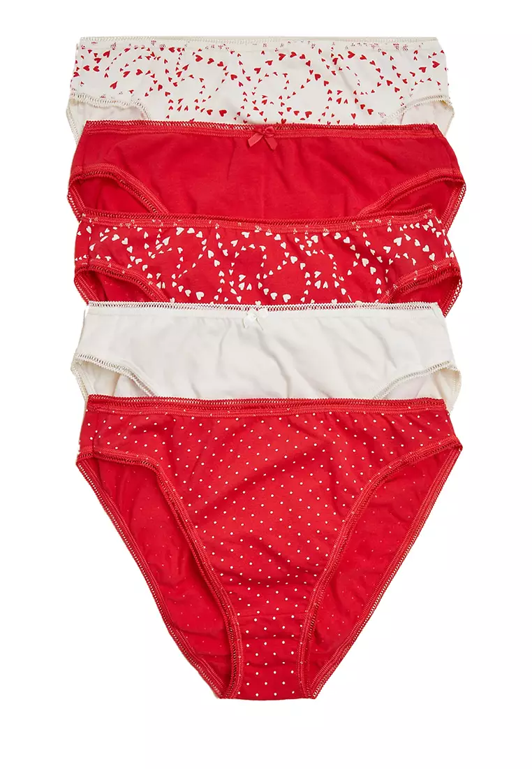 Jual Marks & Spencer 5 Pack Cotton Lycra High Leg Knickers Original ...