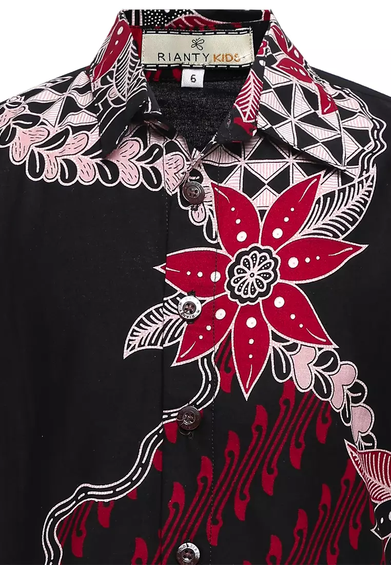 Hem Anak Batik Laki Laki Lengan Pendek Anzel Black