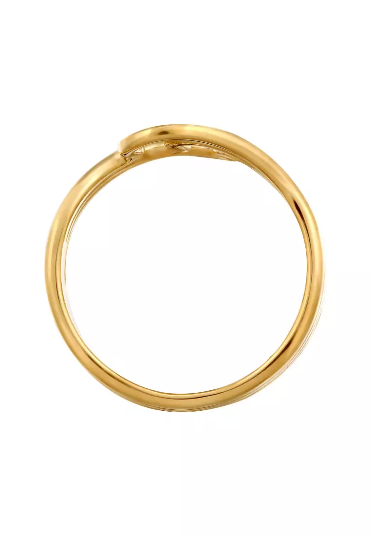 Cincin Perhiasan Perak 925 Wanita Waves Gold Plated