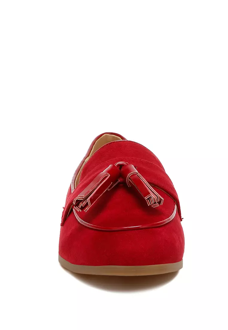 Sepatu Rumbai Micro Suede Warna Merah