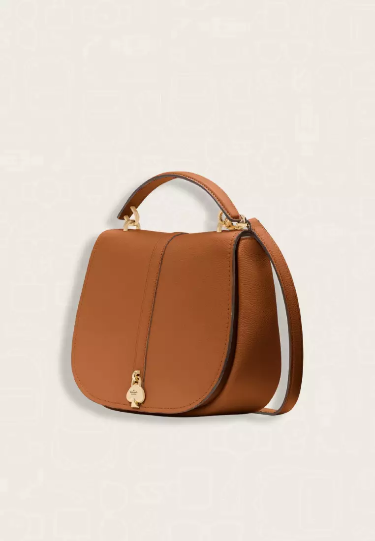 Kate Spade Kayla Pebbled Leather Saddle Bag Warm Gingerbread