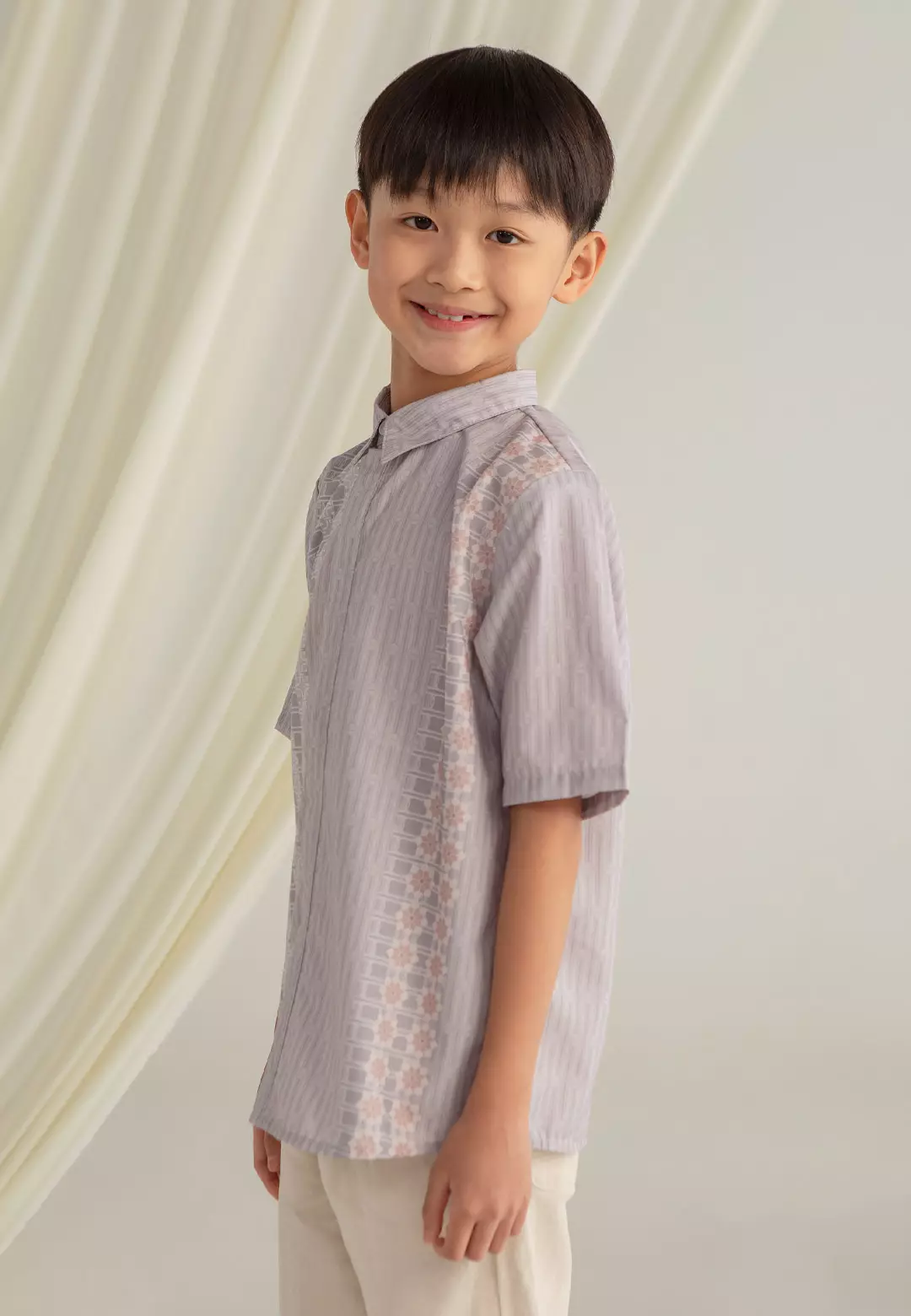 HijabChic Rafka Koko Boy Ash Grey - Baju Koko Lebaran Anak Laki-Laki Motif Simple