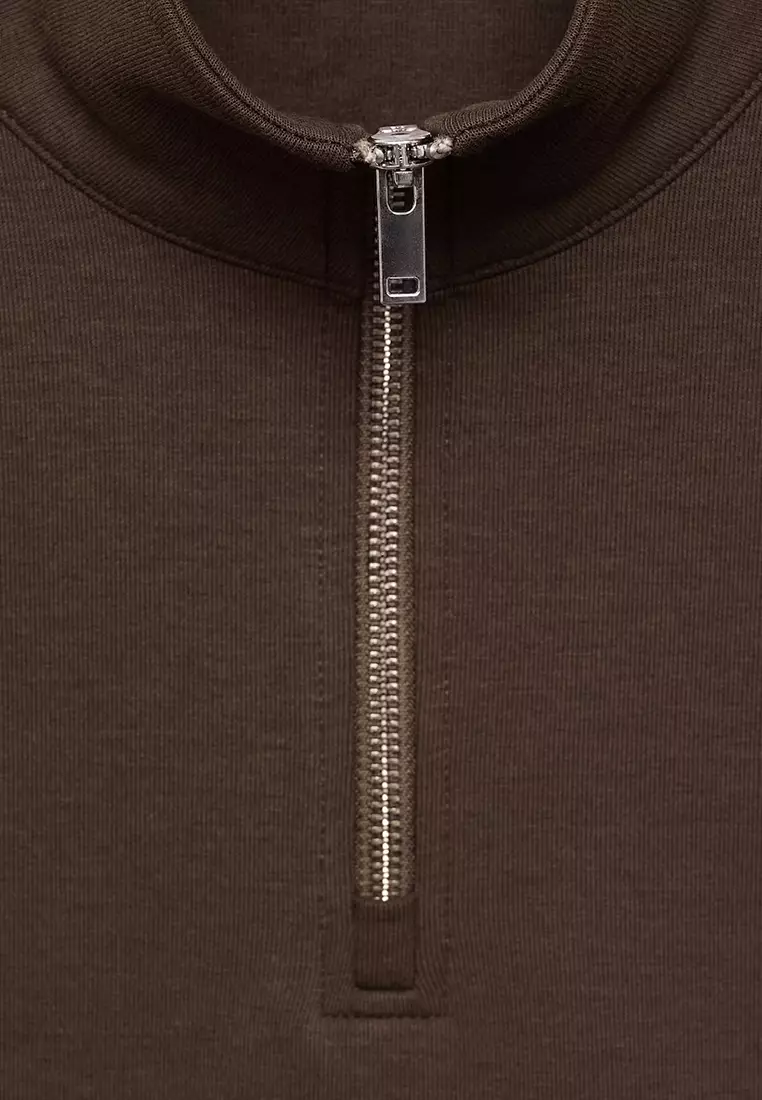 Regular-Fit Cotton Sweatshirt With Zip