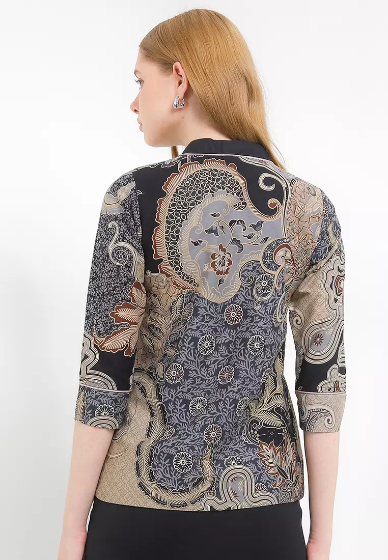 Blouse Atasan Batik Wanita Gilgane Furing Black