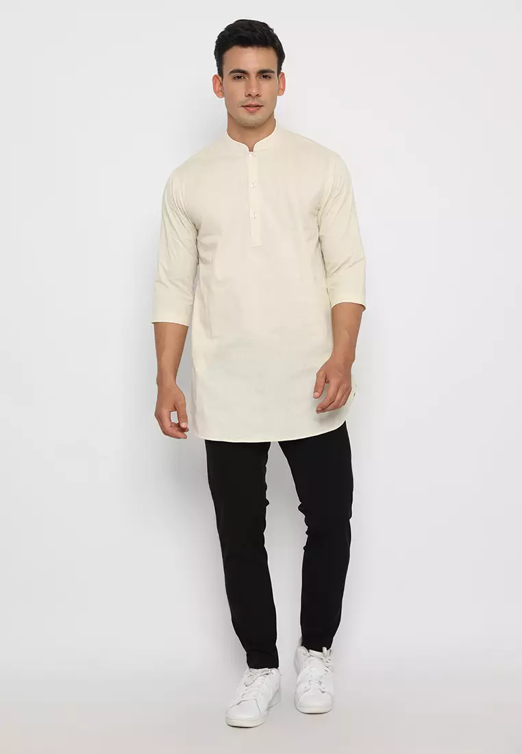 Jobb Rumi Baju Koko Pria Kurta Lengan Pendek Regular Fit Khaki