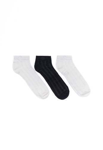 1 People black and white Modal Cable-Knit Ankle Socks in 2 White & 1 Black 4B977AAA9E8BE0GS_1