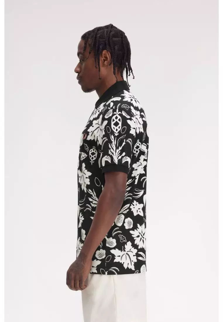 Fred Perry M9911 Botanical Print Polo Shirt (Black)