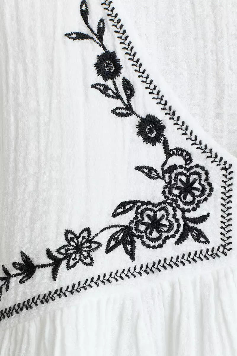 Embroidered cotton muslin blouse