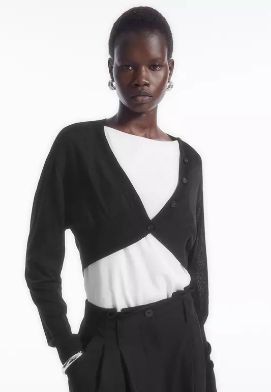 Cropped Wool-Blend Cardigan