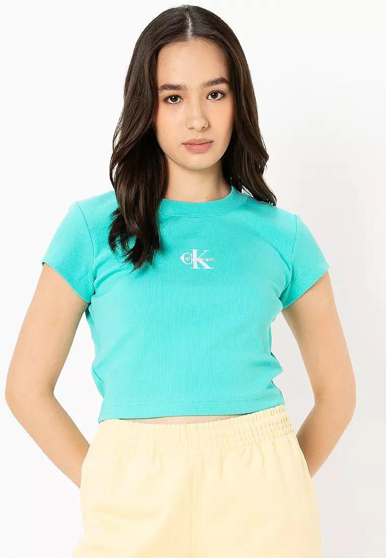 Buy Calvin Klein Slim Cropped Monogram T-Shirt Calvin Klein