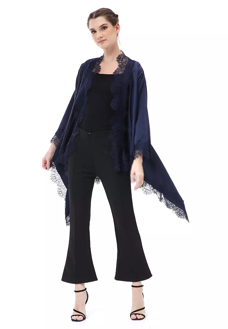 Reine Atasan Wanita Outer Kebaya Traditional Design Material Silk ORIGINAL - Navy