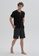 DAGİ black Black Short Pyjama Set, Striped, V-Neck, Regular Fit, Short Sleeve Homewear And Sleepwear for Men 9373DAAB344602GS_2