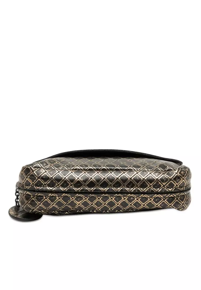 Pre-Loved Bottega Veneta Metallic Calfskin Intrecciomirage Chain Flap Crossbody