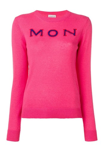 Moncler pink Moncler logo intarsia knitted cashmere Sweater in Pink 69CC7AAE093D69GS_1